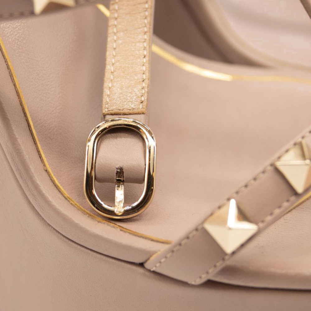 Valentino Rockstud Platform Heels Poudre Taupe Nude Mauve - Picture 7 of 12